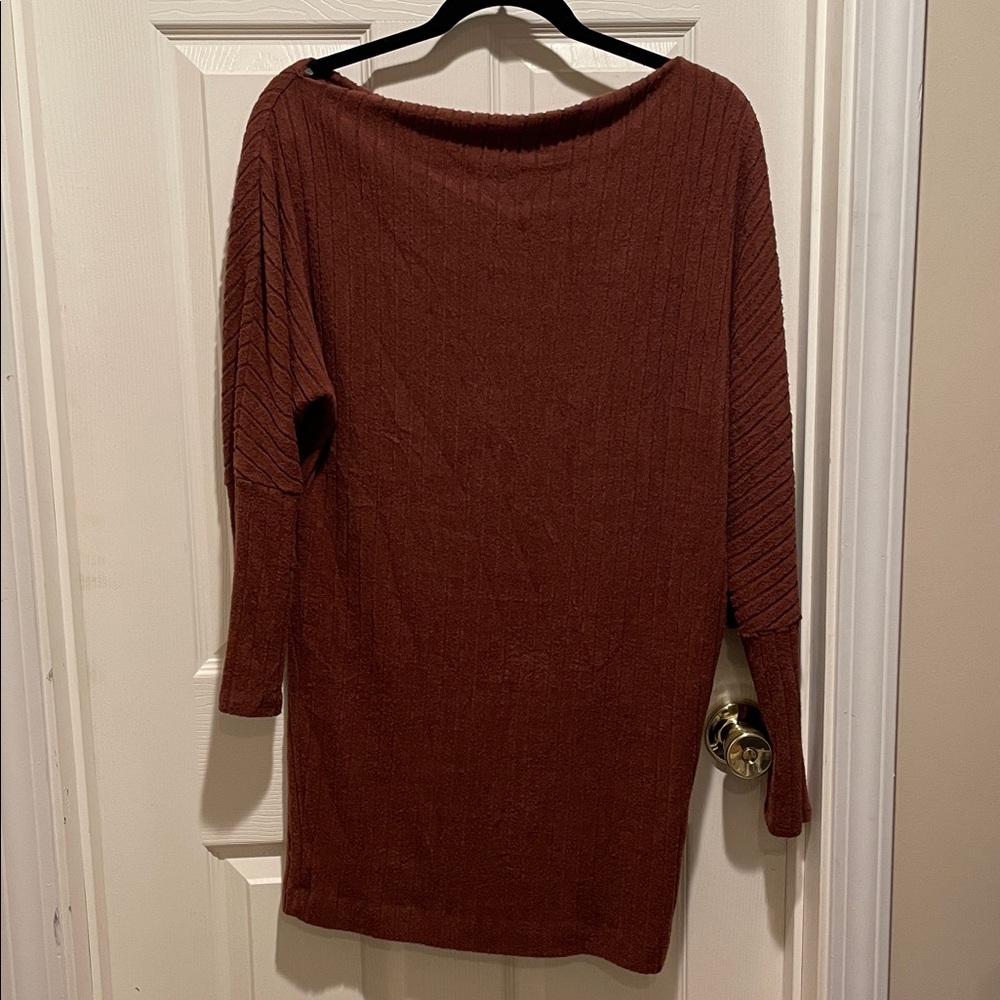 Lush ribbed chocolate brown sweater dress